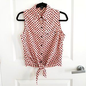 Forever21 polka dot sleeveless knotted top S/P